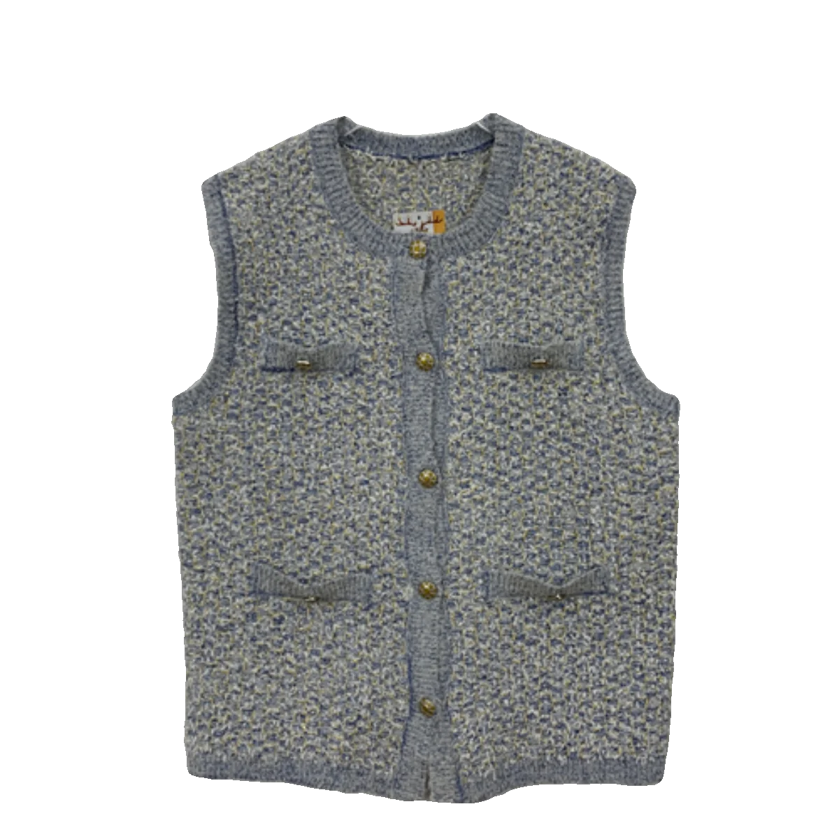 سترة صوفية عتيقة متعددة الاستخدامات فضفاضة بنمط الماس سترة بلو ملونة للنساء حلوة Sle مستديرة Ne زر واحد