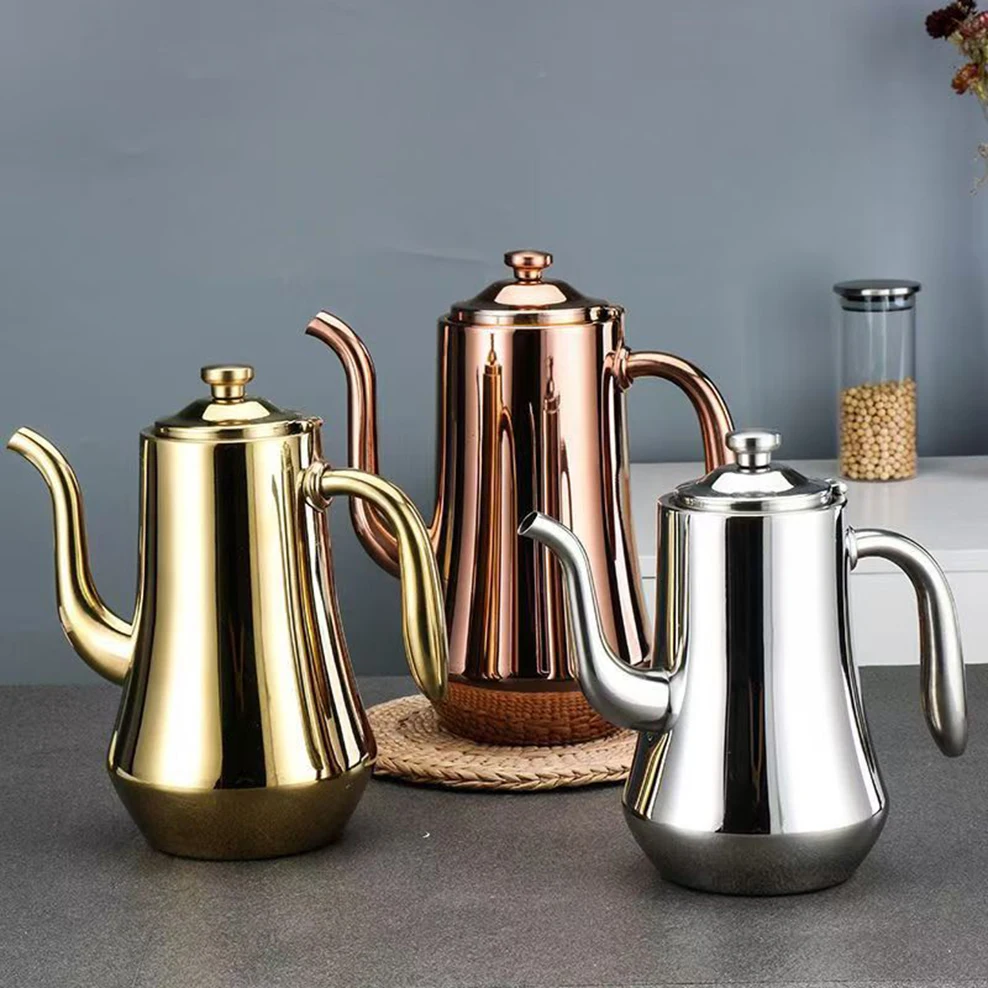 1500ml, Stainless steel kettle, Home restaurant teapot, Large capacity long mouth with tea strainer, Heatable tea kettle