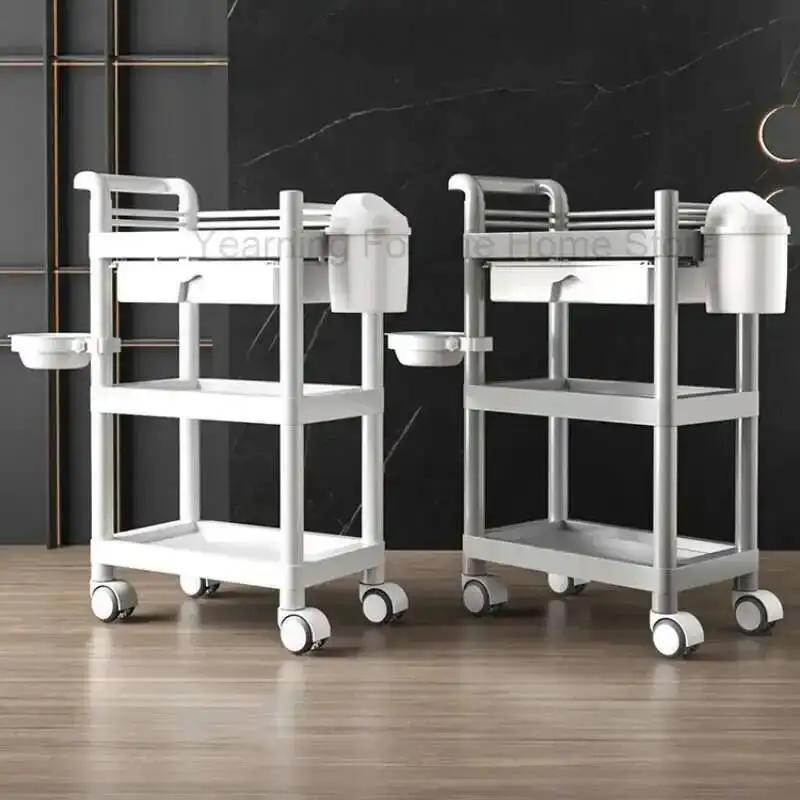 

Serving Cart Circular Trolley Cosmetics Storage Aesthetic Barber Medical Auxiliary Car trolley mueble de barberia con ruedas