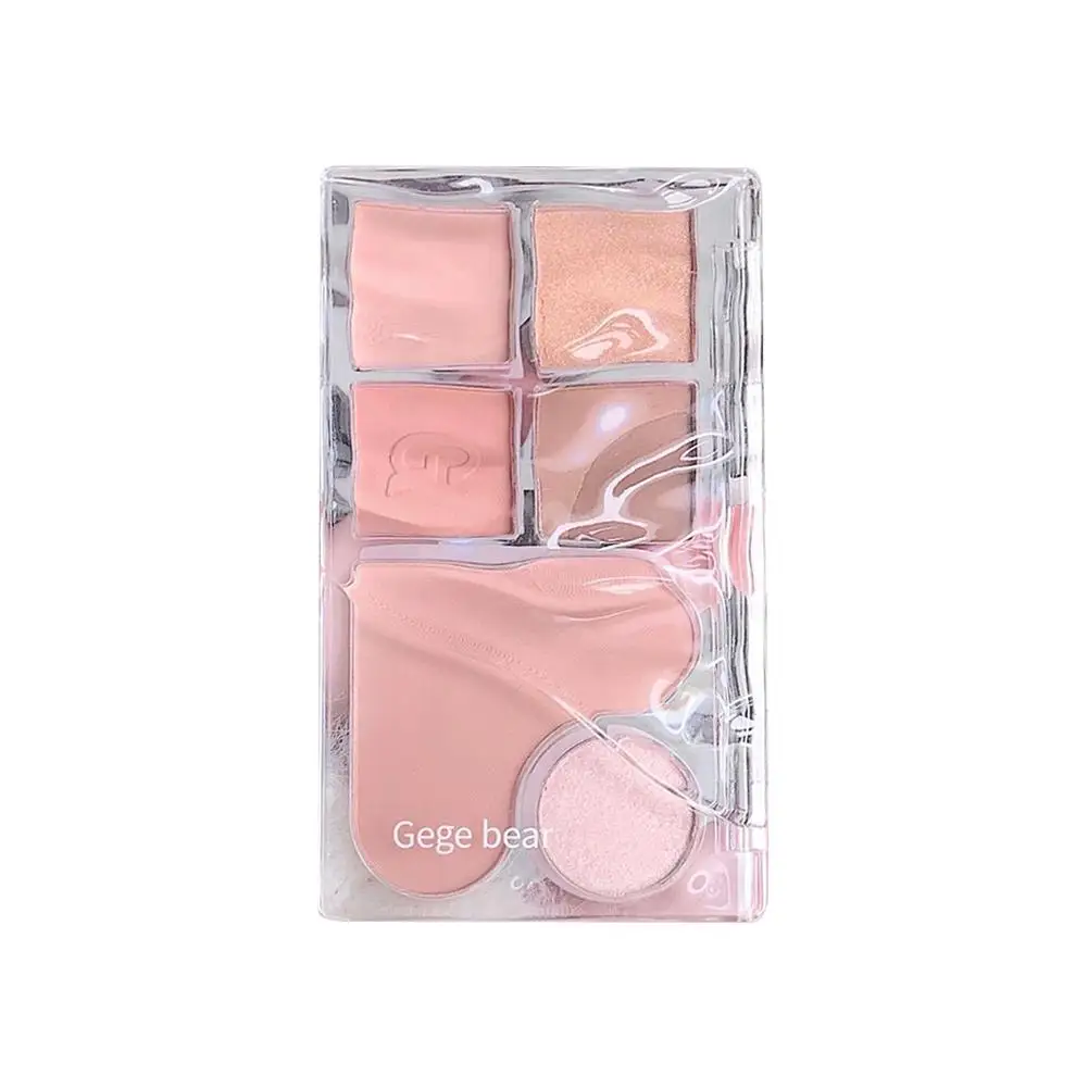 Paleta de sombras de ojos mate de 6 colores, maquillaje de melocotón nacarado, colorete de ojos, pigmentos rosas, C3i0