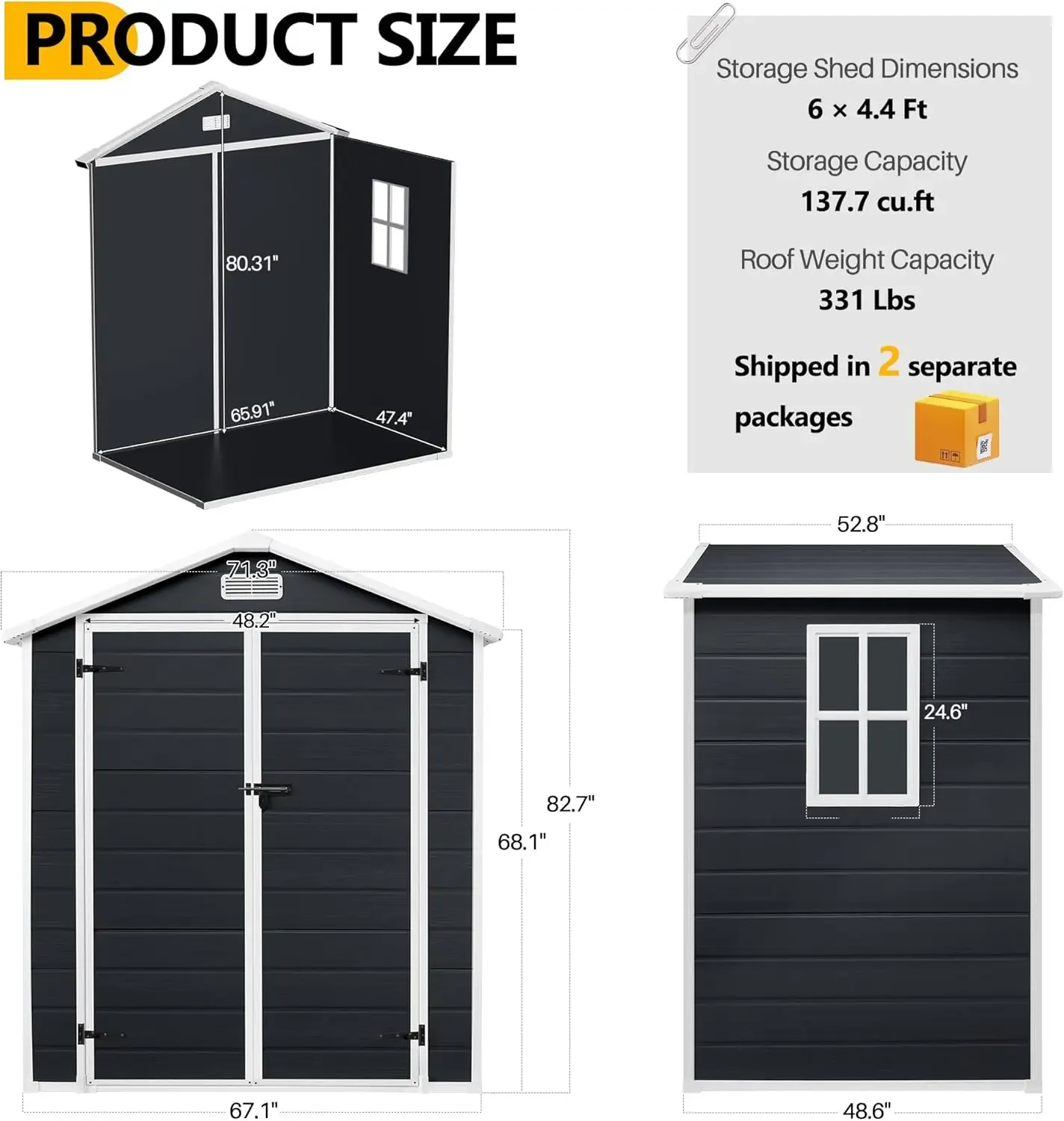 6 x 4 FT Outdoor Storage Shed, Storage Sheds Outdoor with Floor, Side Window, Plastic Shed with Lockable