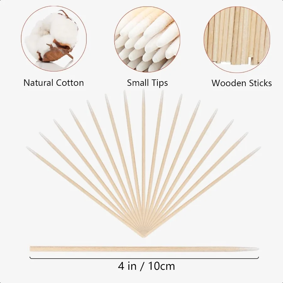 800PCS Pointed Cotton Swabs4 inch Microblading Cotton Swab with Wooden Sticks for Makeup Tattoo Permanent plies and Cleaning 8P