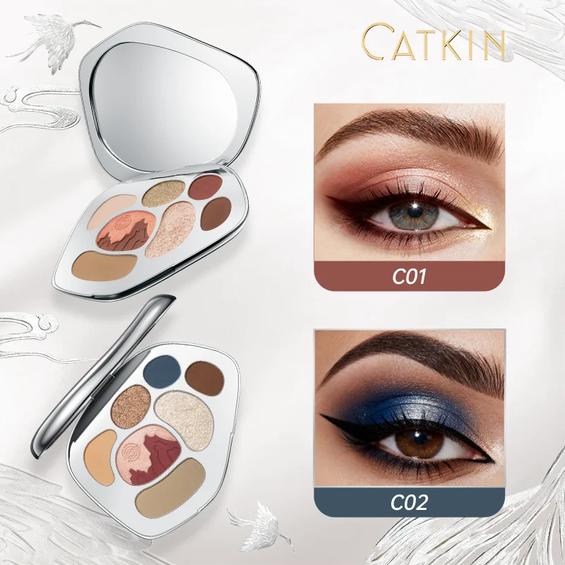 CATKIN Eyeshadow Blush Full Face Matte Shimmer Glitter High Pigmented Face Highlighter Shading Powder