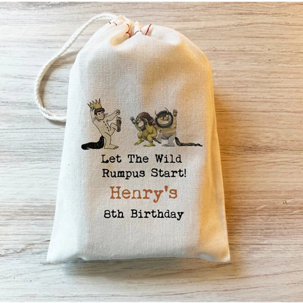 25PCS Wild One Gift Party Favor Bag. Drawstring Birthday Gift Basket Bags Personalized. Cotton