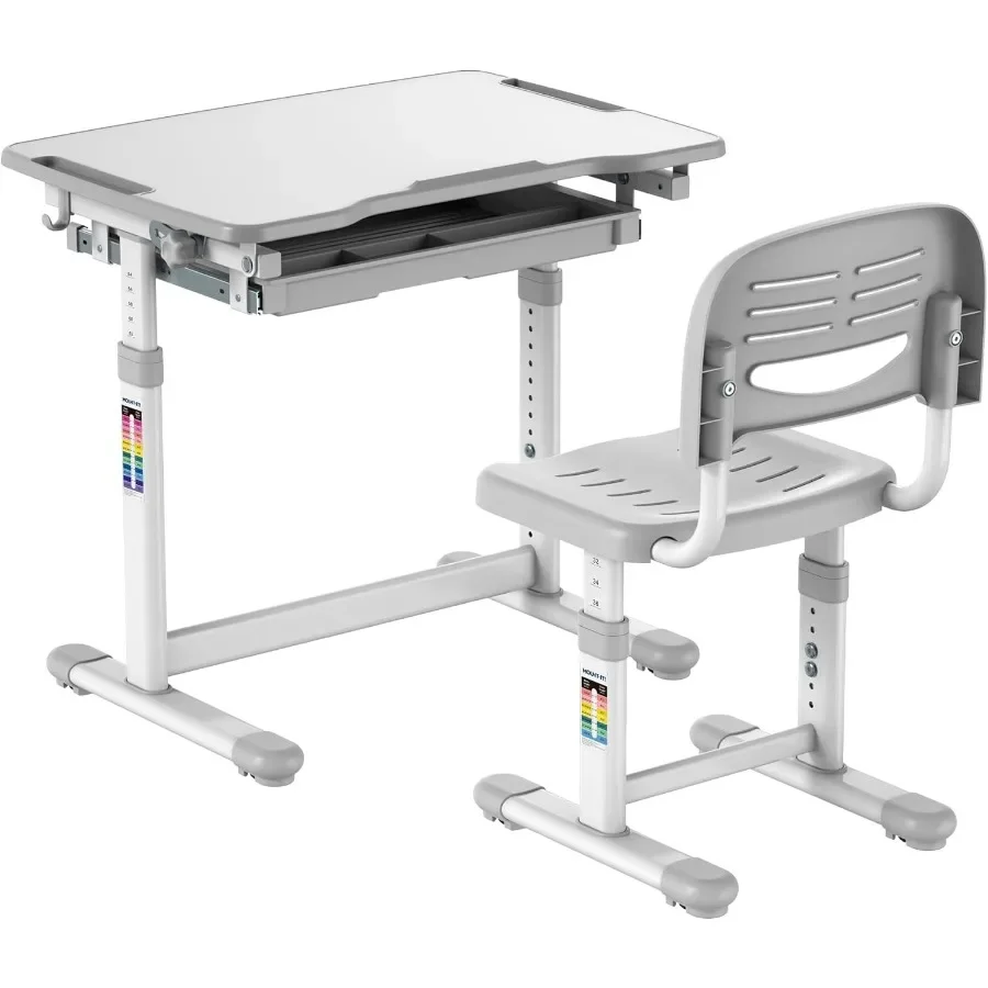 Desk and Chair Set Height Adjustable up to 30 Ergonomic for School - Table and Chairs for Student 26 x 18 Tabletop with Pencil