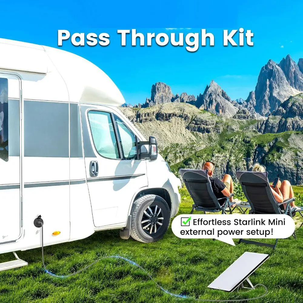 (A23G) Aluminum Wall Pass Through Kit for Starlink Mini, RV Waterproof Cable Pass Through, 5.5 X 2.1 DC Female Power Socket