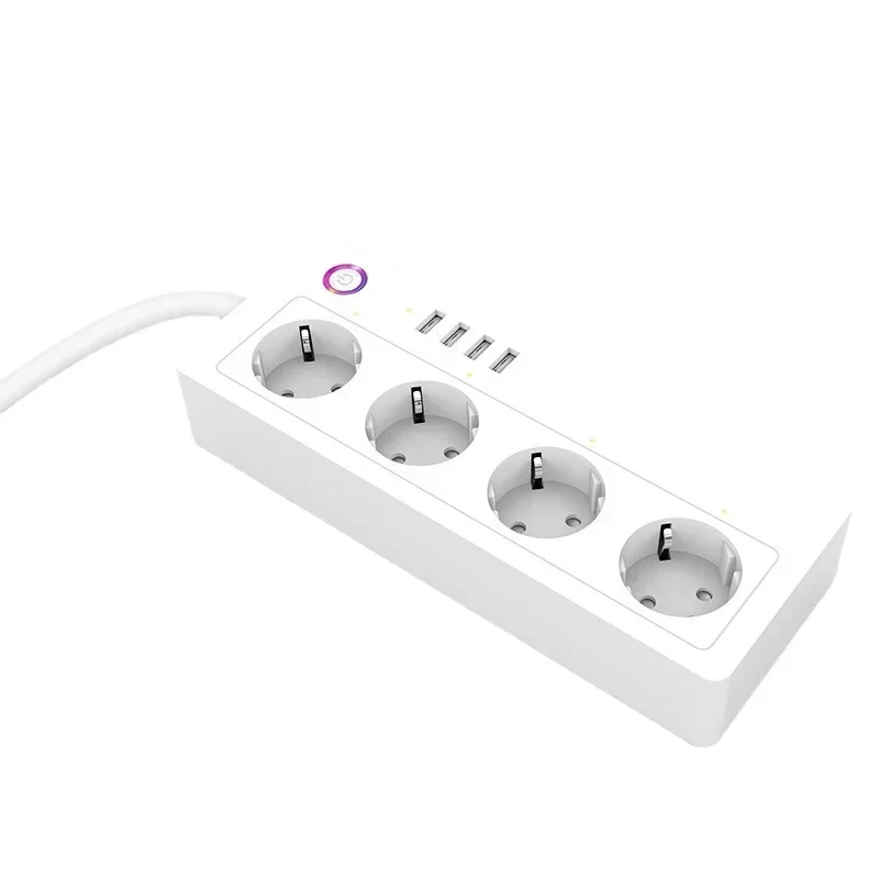 Smart Power Strip Wifi 4 EU Outlets Plug 4 USB Charging Port Timing App Voice Control Work with Alexa Google Home Assistant