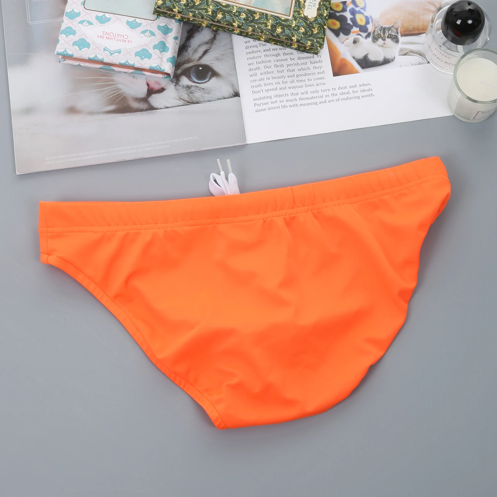 Bikini-Slip mit Kordelzug für Herren, niedrige Taille, sexy Unterwäsche, U-konvexe Unterhose, einfarbig – Detail 14