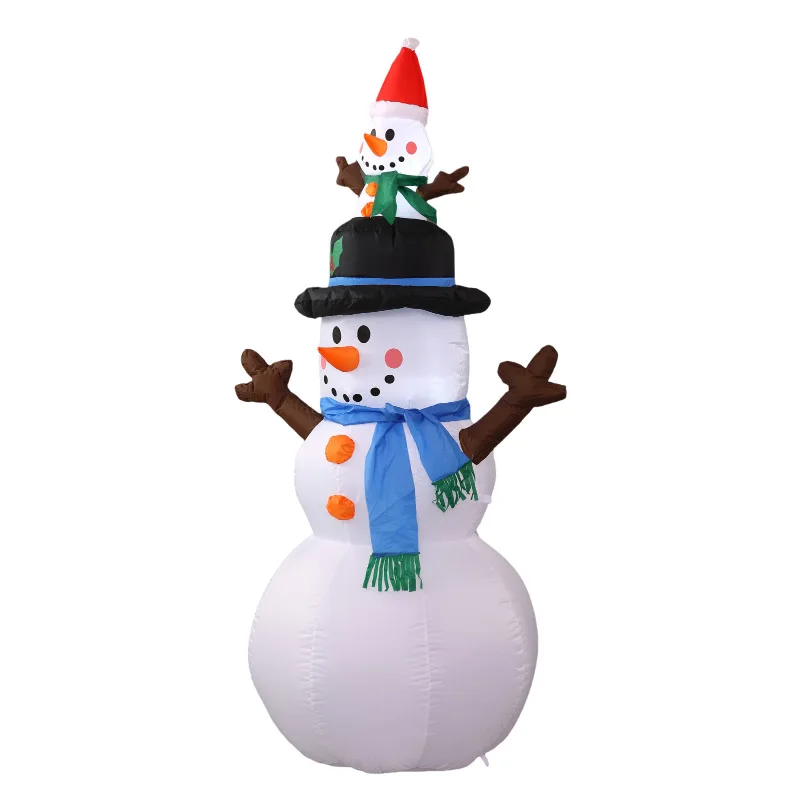 Christmas Snowman Riding Reindeer Inflatable Toy 1.8m Snowman with Penguin LED Christmas Inflatable Holiday Garden Decoration