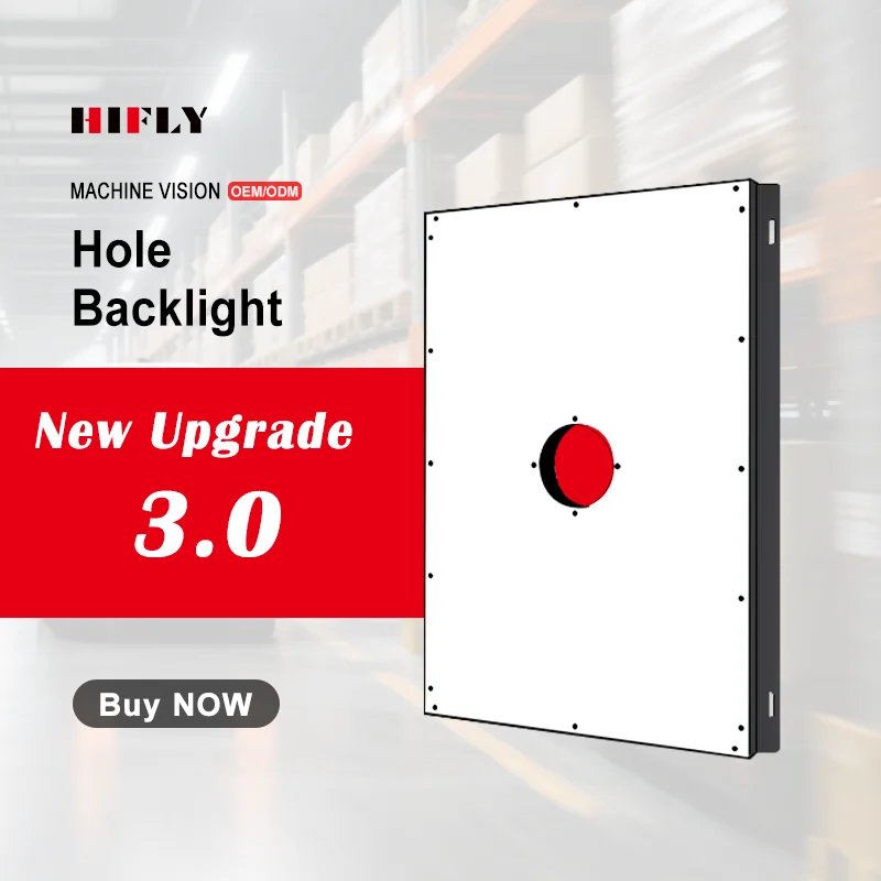 HIFLY Industrial 150*150mm Central Hole/caliber 50mm Dimmable Square LED Machine Vision Backlight