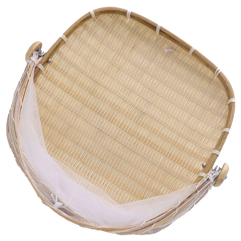 

1 pc Mesh Food Cover Vintage Kitchen Utensil For Picnic Fruit Storage Handmade Woven Basket Oblong Kitchen Utensil S