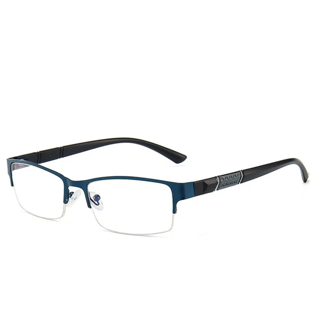 BEGREAT Hochwertige Anti-Blaulicht-Lesebrille Weitsichtbrille Flexibler Metall-Halbrahmen Geschäfts-Lesebrille