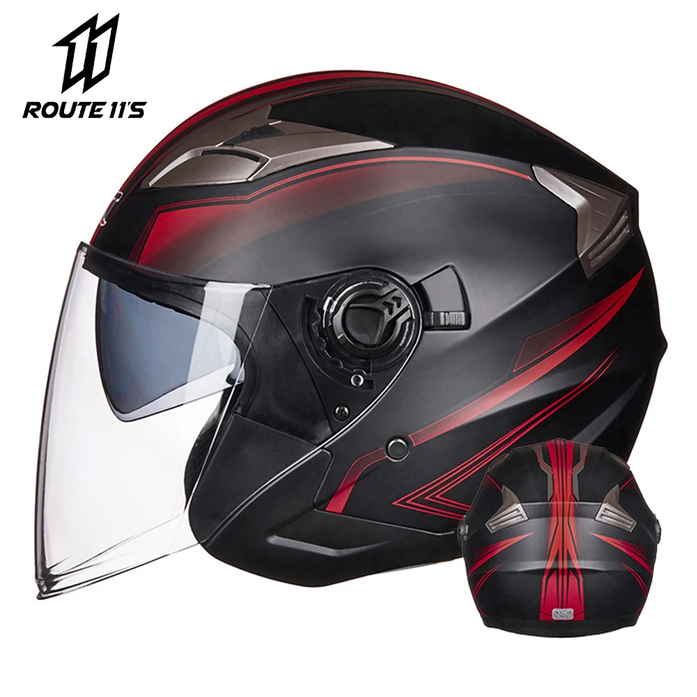 GXT Motorcycle Helmet Half Face ABS Motorbike Helmet Electric Safety Double Lens Helmet Moto Casque for Women/Men Casco Moto #