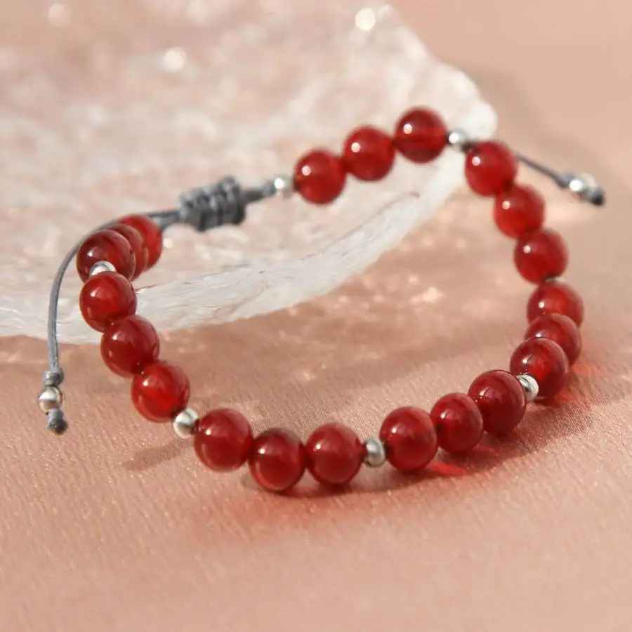 

Handmade red agate bead knit bracelet,men's cuff button bracelet,Ramadan prayer bead,women's meditation,holiday gift,daily wear
