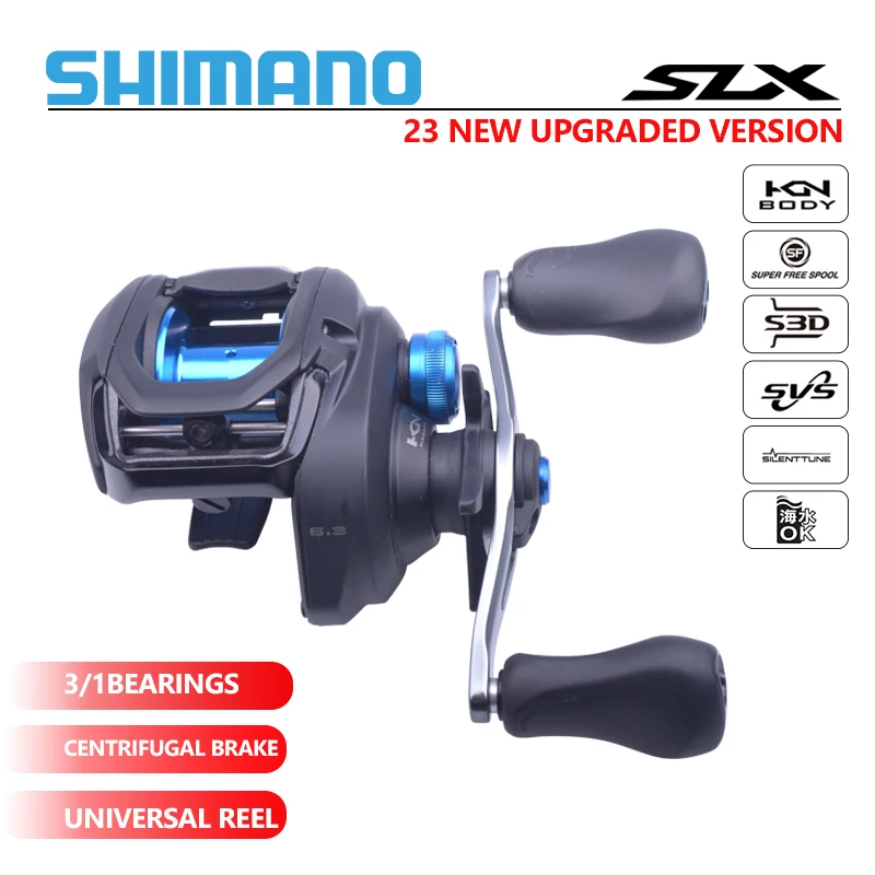 2023 NEW SHIMANO SLX Baitcasting Fishing Reel 3+1Ball Bearings 6.3:1/7.2:1/8.2:1Gear Ration S3D Metal Spool Fishing Wheels