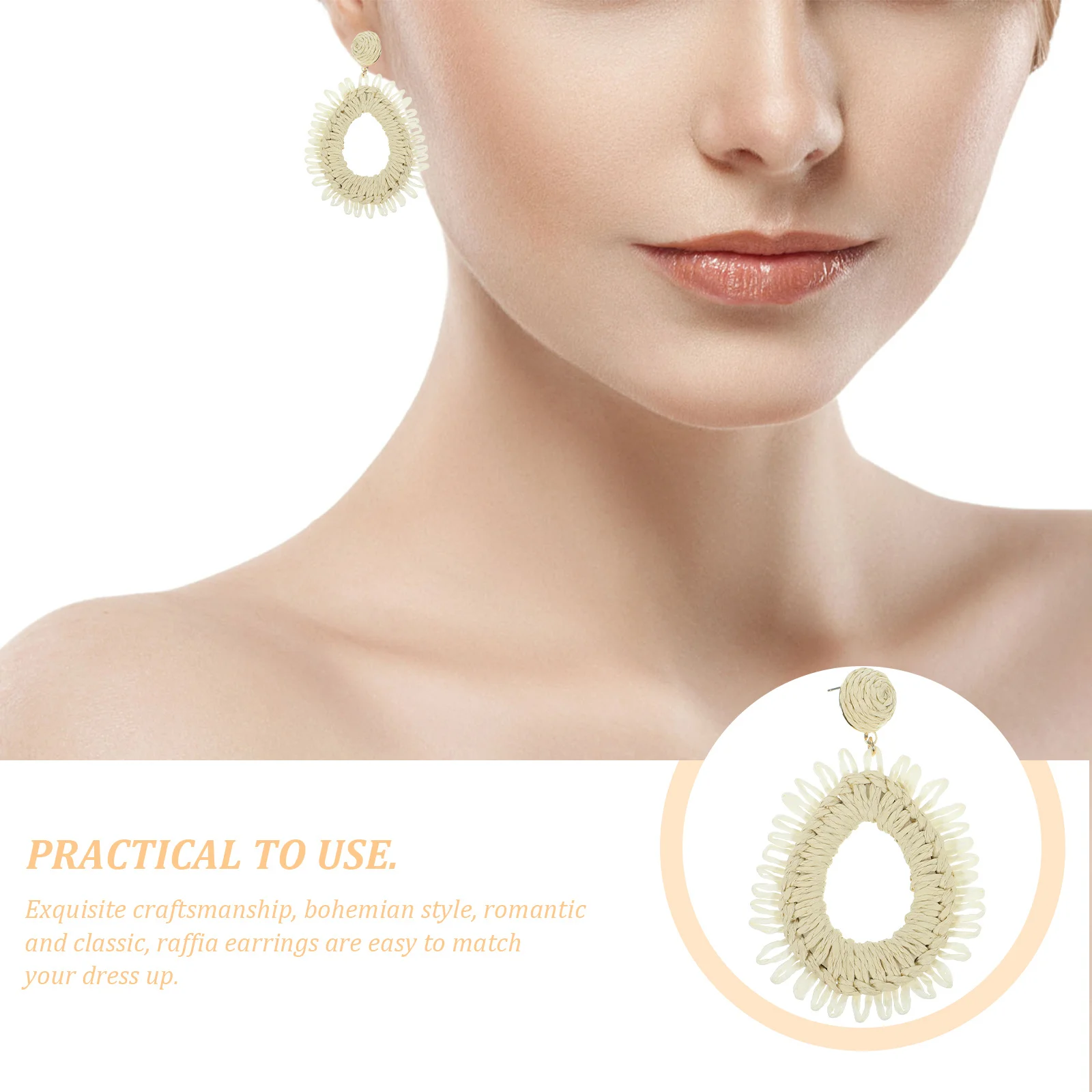 1 Paar Waterdruppel Raffia Oorbellen Vrouwen Bohemian Zomer Lichtgewicht Strand Accessoires Fashion Statement Sieraden
