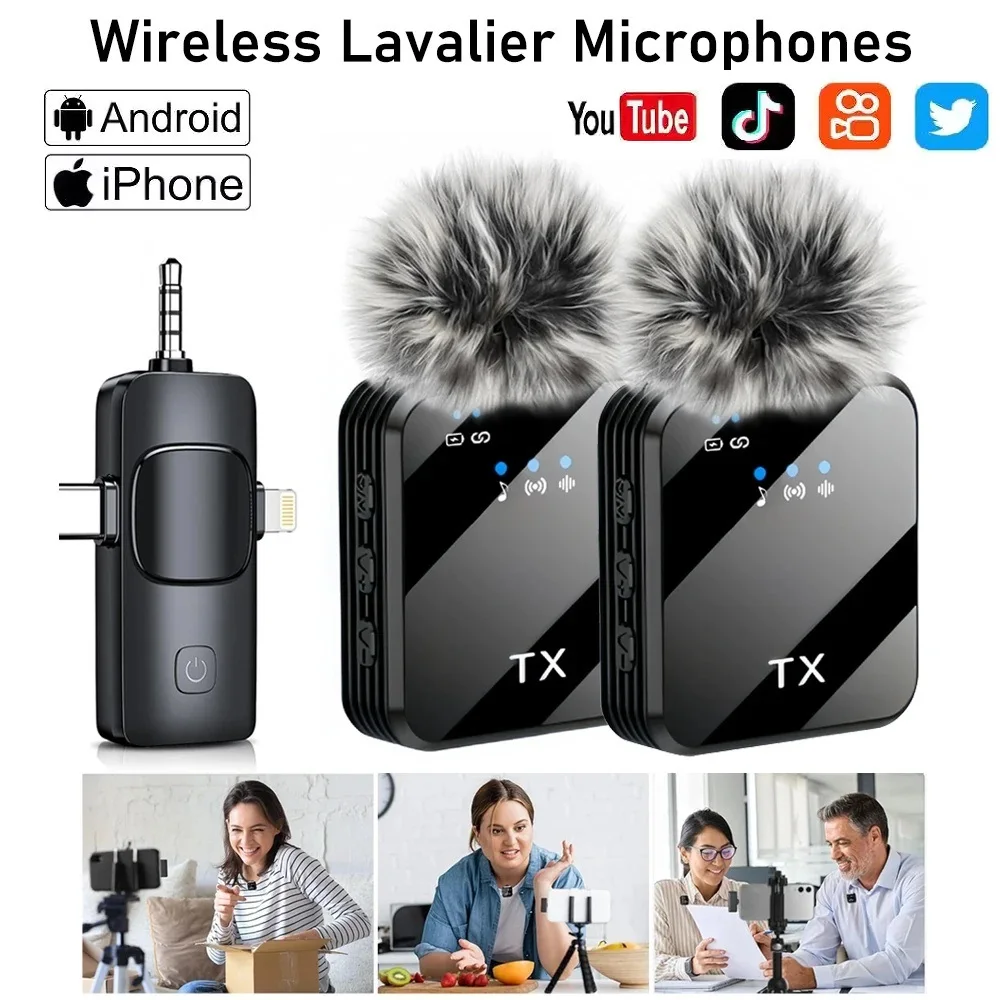 New Wireless Lavalier Microphone for Camera,iPhone,Android,Microphone for Video Recording Recording Podcast Noise Reduction mic