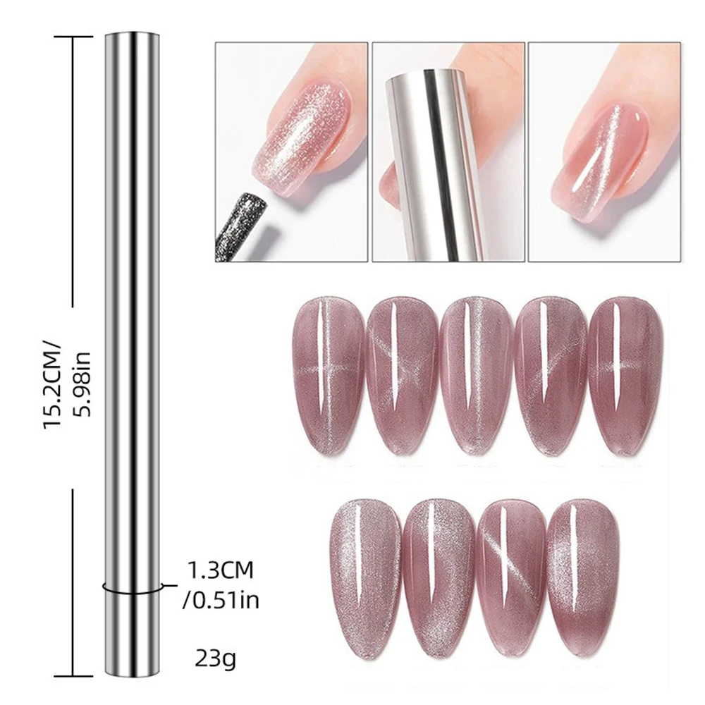 Cat Eye Magnet for Nails -  Double-Ended Cylindrical  Super Long Polish Pens Stick for 3D Gel Polish, Home DIY, Salon