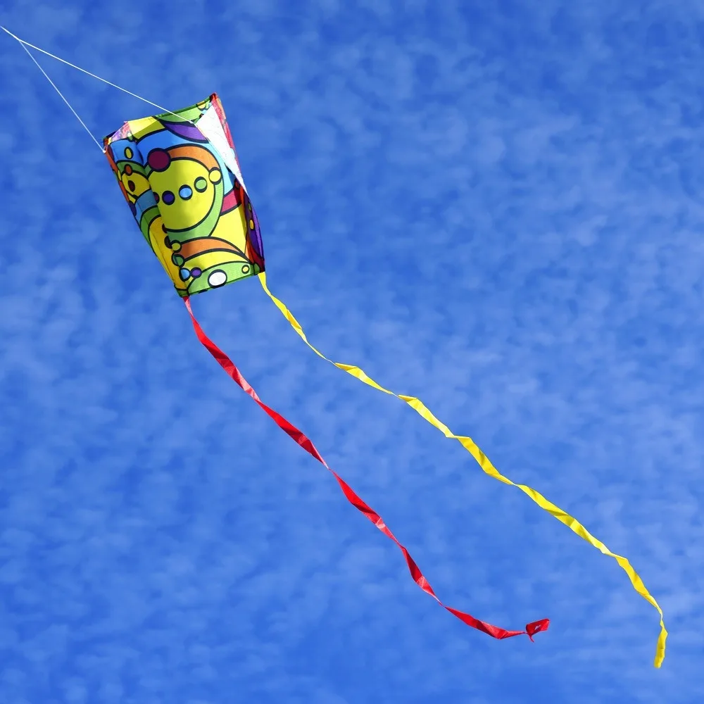 New Easy Fly Rainbow Parafoil Kite with Kite Line Long Tail Pocket Kite Good Flying Polyester Ripstop Flying Kite Outdoor Toys