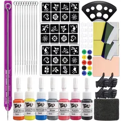 Complete DIY Tattoo Hand Poke and Stick Kit Handpoke Pen with Tattoo Needle Ink Pigment For Body Art Makeup Tattoo Beginner Kit
