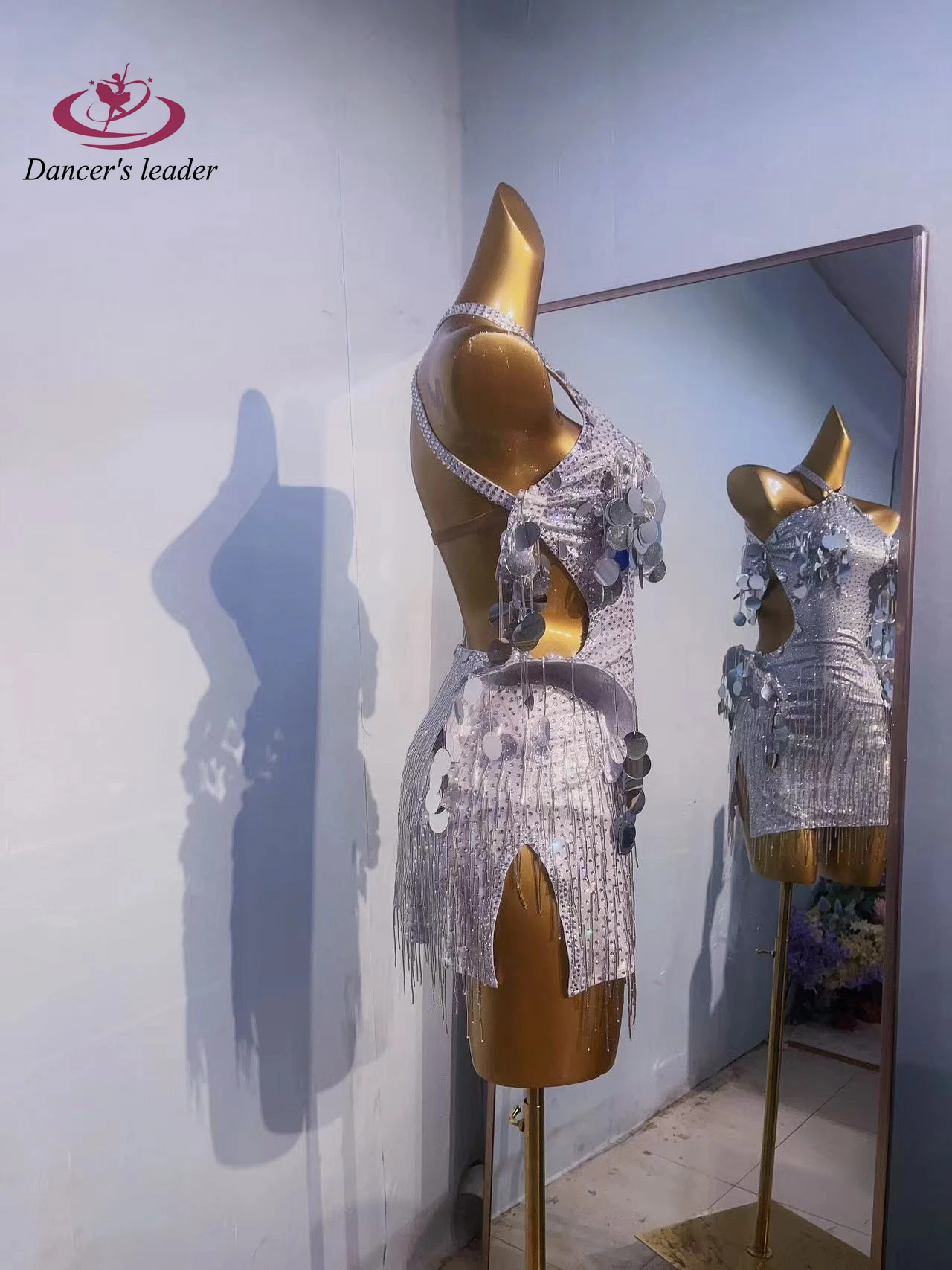 Latin Dance Stage Women's Clothing High-end Customized Round Bead Tube Tassel Samba Art Performance Clothing High Flash Dress