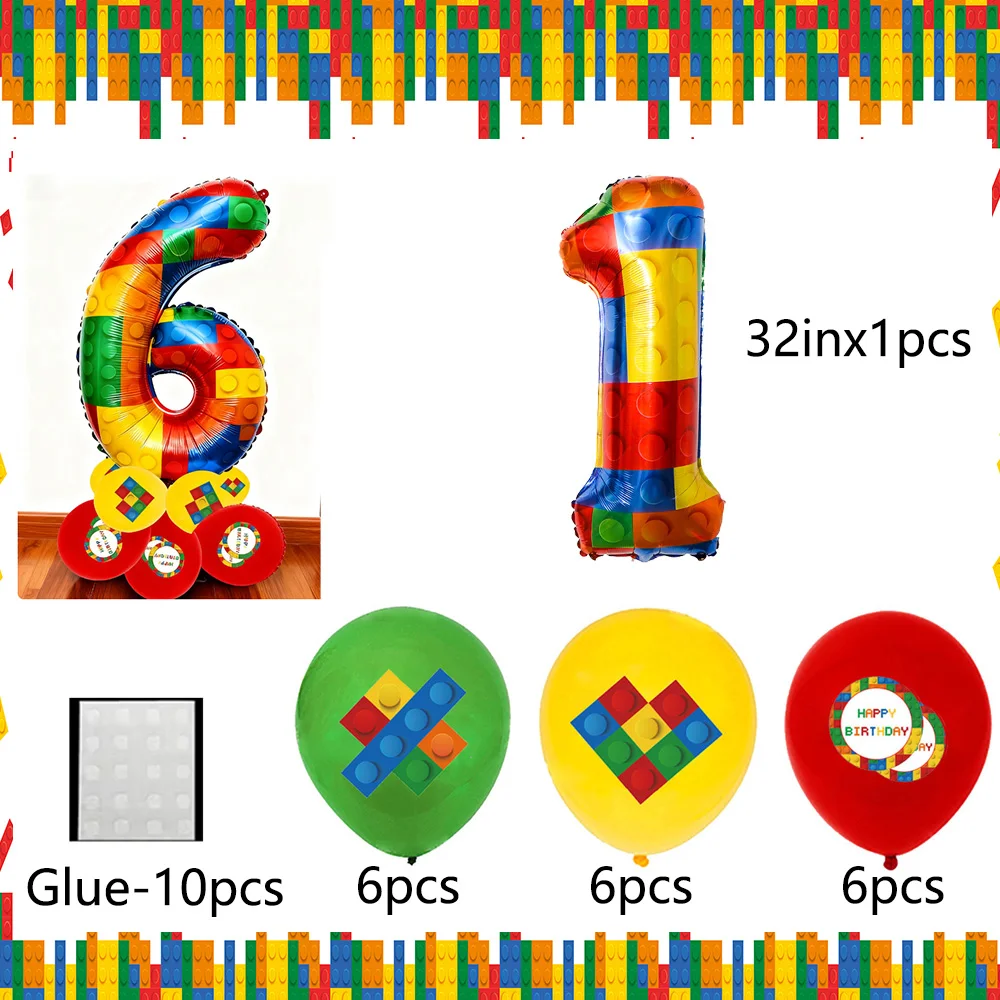 20 Stück Baustein Geburtstagsdekoration Ballon Set 32 ​ ​ Zoll Zahlen Zahlen Kinder Geburtstagsgeschenke Babyparty Partyzubehör – Detail 2