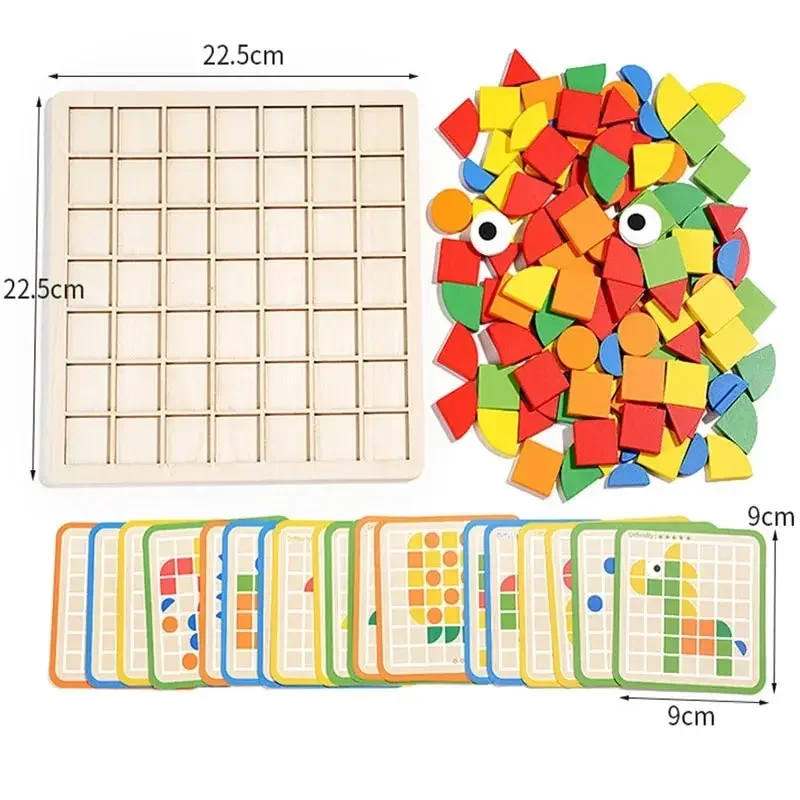 Kids 3d Montessori Geometrie Jigsaw Tangram Mozaïek Puzzel Zintuiglijke Spel Vroege Onderwijs Vorm Kleur Houten Plank Speelgoed Cadeau