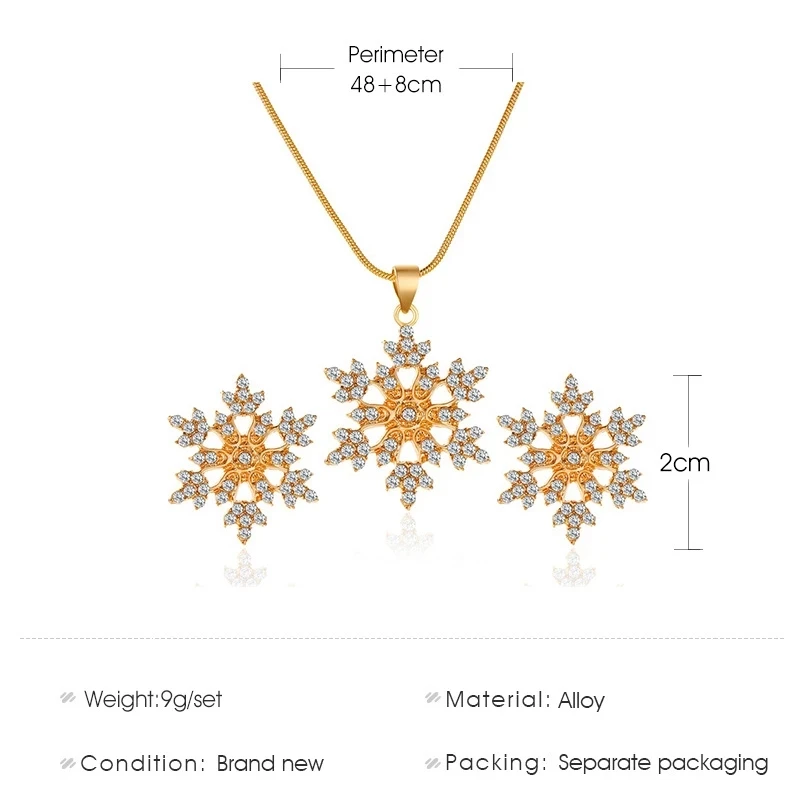Luxury 925 Silver Gold Color Snow Flower Wedding Engagement Jewelry Set For Women Pendant Necklace Earrings Set Fashion Jewelry