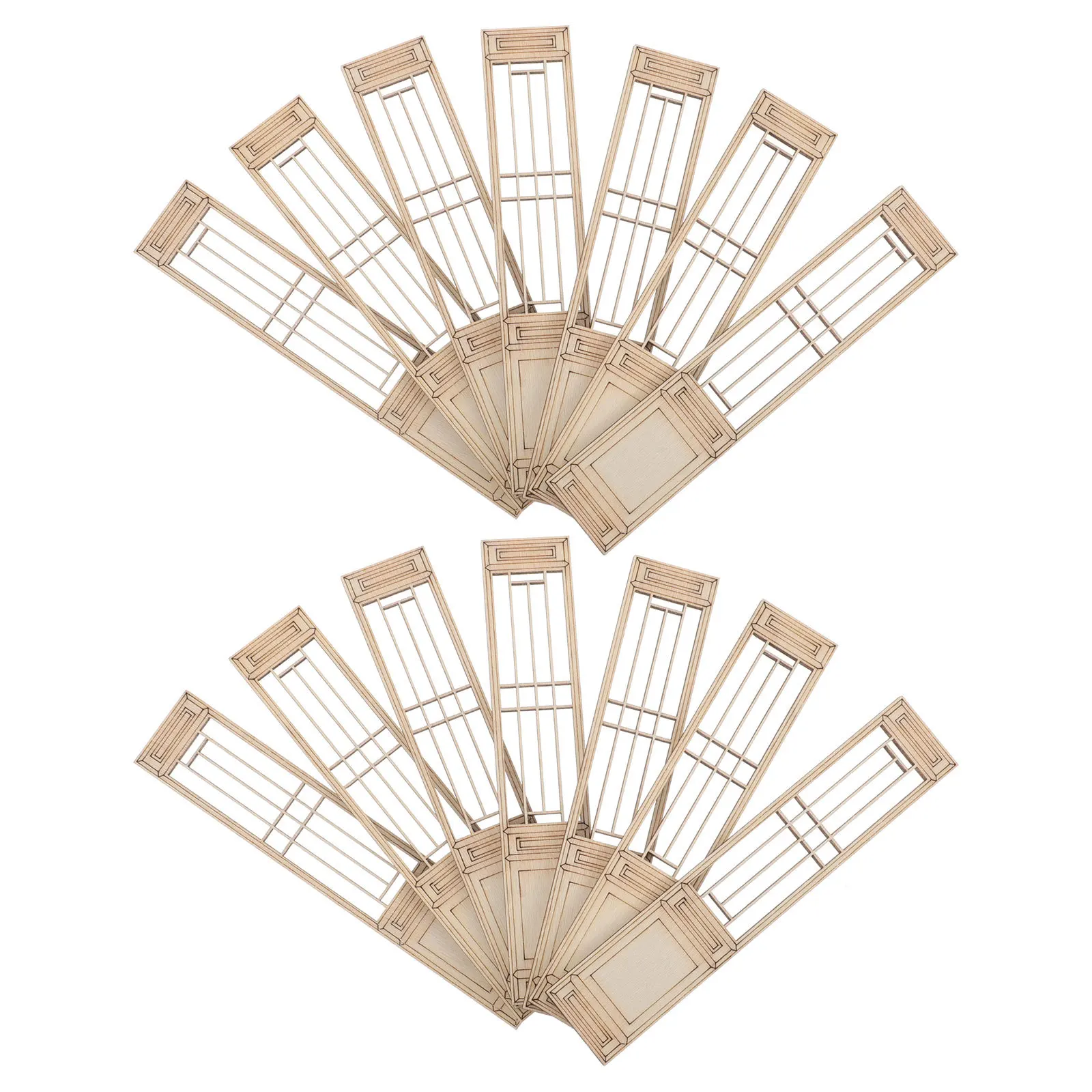 

20Pcs Miniature Dollhouse Wood Screen Chinese Style Hollow Carved Door Decorative Mini House Accessory Mini Wood Dollhouse Door​