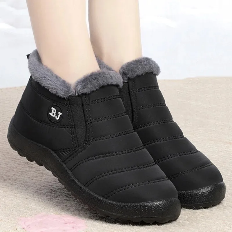 Women Slip On Winter Shoes For Women Waterproof Ankle Boots Winter Boots Female Snow  2024 Black Boots Femininas image 2