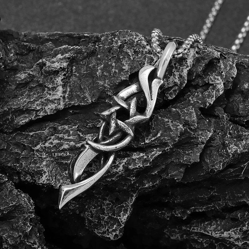 Retro Punk Hexagonal Star of David Stainless Steel Necklace Vine David Shield Pendant Israeli Jewish Men's Jewelry