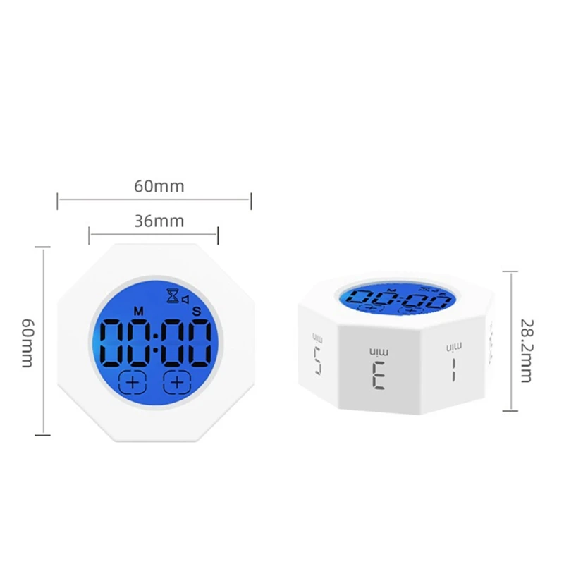 1 Piece Octagonal Gravitational Flip Focus Timer Mute & Adjustable Sound Alert Productivity Timer Square