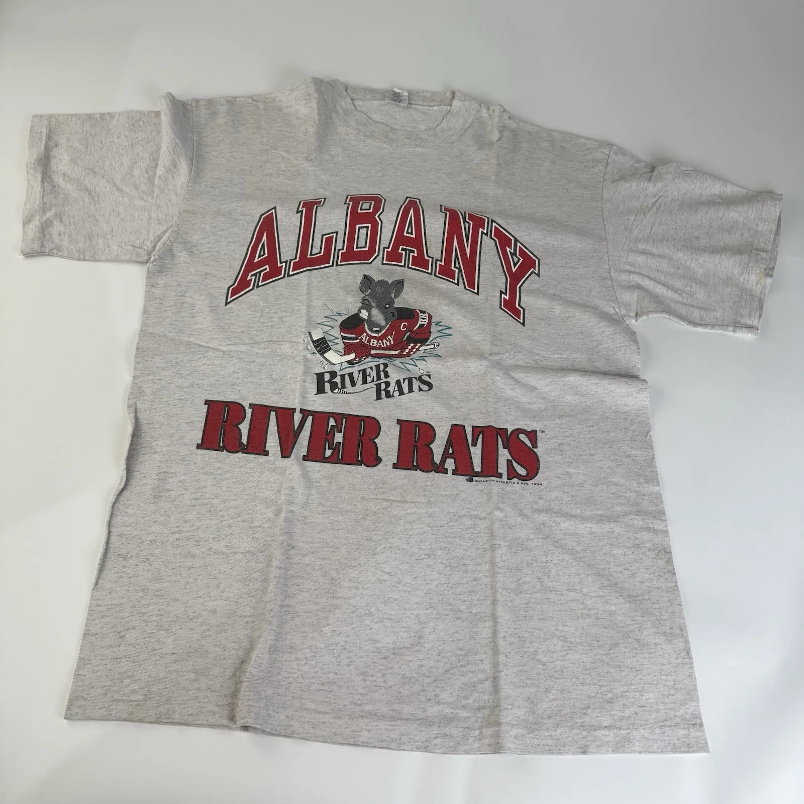 Camiseta vintage de los Albany River Rats Hockey de los años 90, talla L, camiseta de hockey vintage de los años 90