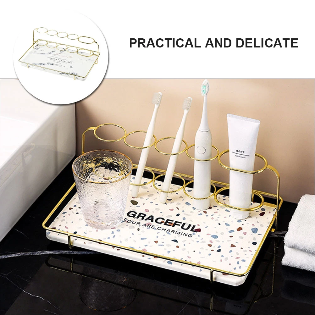 

Toothbrush Holder Storage Rack Wash Supply Bathroom St ganizer Waterproof Stable Smooth Surface Home Decor Style Housewarming