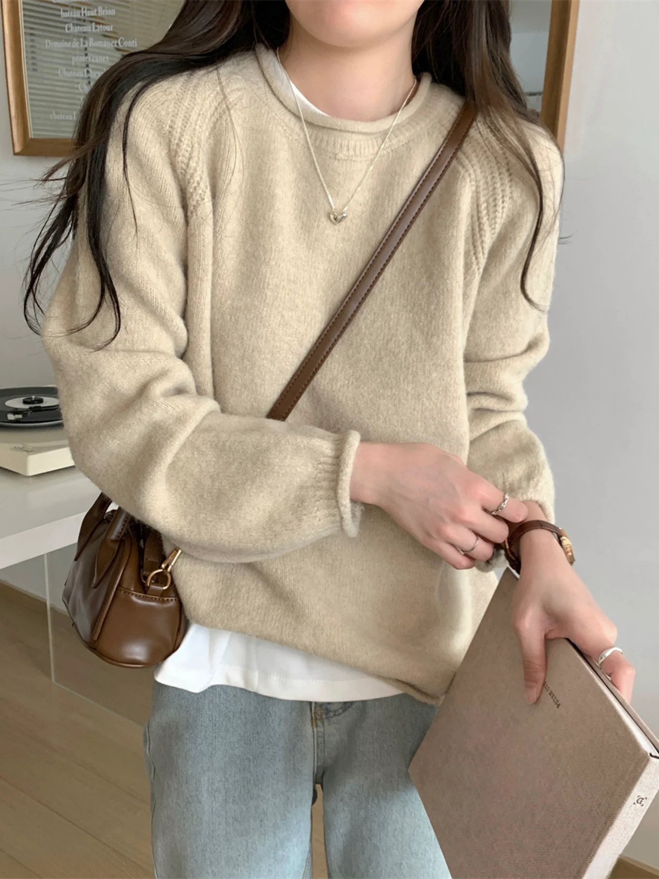 Nuevo suéter suelto versátil Simple para mujer Otoño e Invierno nueva chaqueta informal de estudiante de estilo coreano ropa de mujer