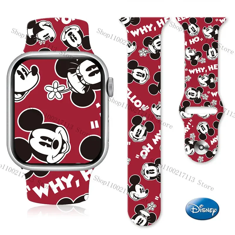 For Apple Watch Strap Disney Mickey Minnie Print Silicone for iWatch Ultra8765432SE Replacement watch band 38mm 42mm 45mm gifts