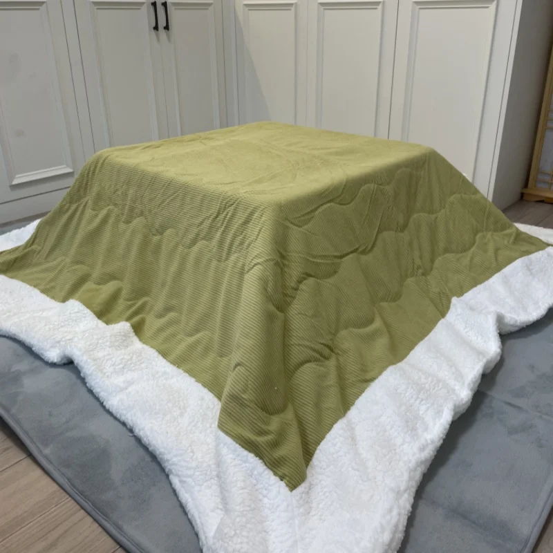 

2pcs/set Green Color Washable Kotatsu Futon&Mattress Patchwork Cotton Soft Friendly Quilt Japanese Kotatsu Table Cover