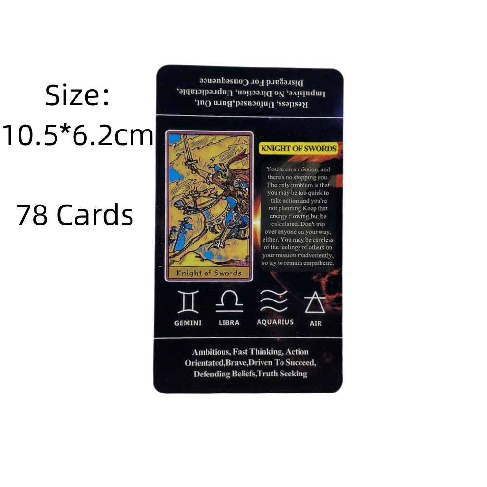 Tarot Cards For Beginners With Meaning On Them, 78pcs-Cards Pocket Size Tarot Learning Deck, Fortune Telling Game