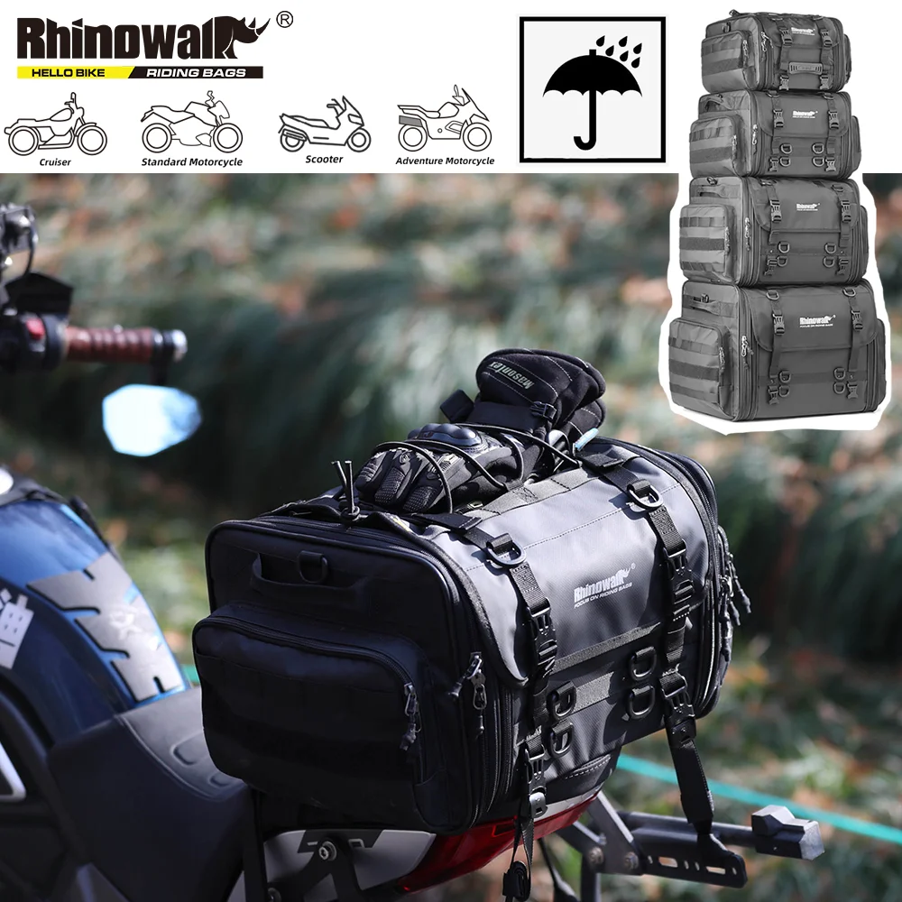 

Rhinowalk Motorcycle Tail Saddle Bag Waterproof 19L-80L Expandable Big Capacity Motor Tail/Trunk/Rack Bag For Most Motorcycle