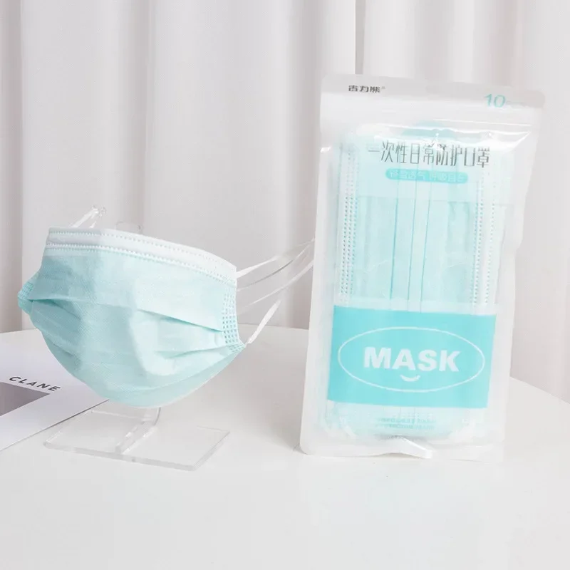 Disposable 10pcs 3 Layer Non Woven Mouth Mask Filter Anti - Dust Breathable Earloops Adult Masks 1 Pack