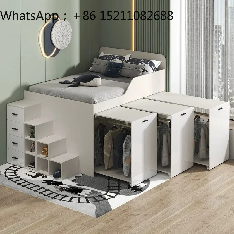 LLY modern simple multi-functional bed with locker bed small apartment cloakroom half-height bed integrated combination