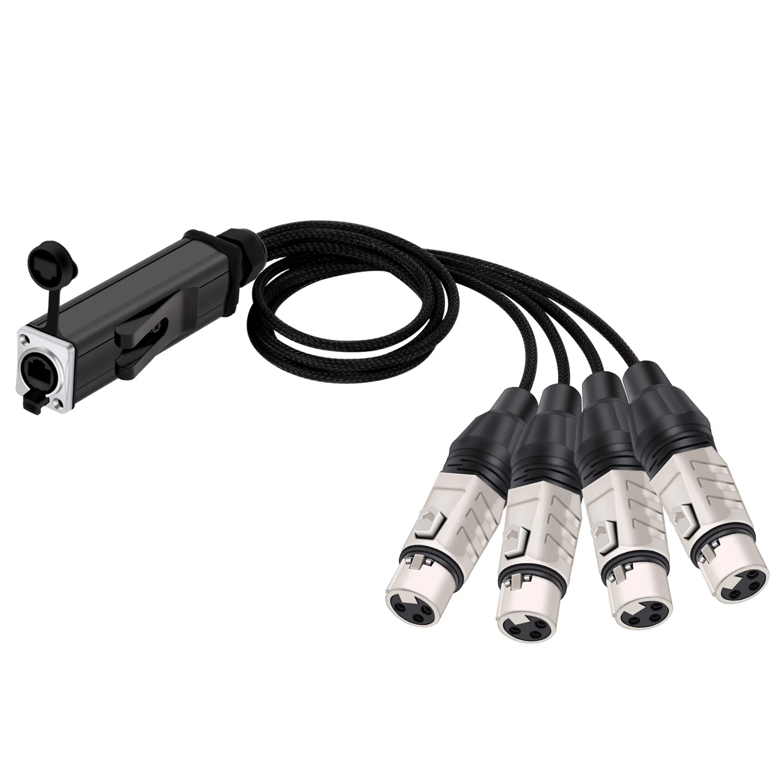 RJ45 CAT5 to 4 Channel 3Pin XLR Male/Female Connector Audio Network Signal Extender Cable Splitter for Stage Studio Recording