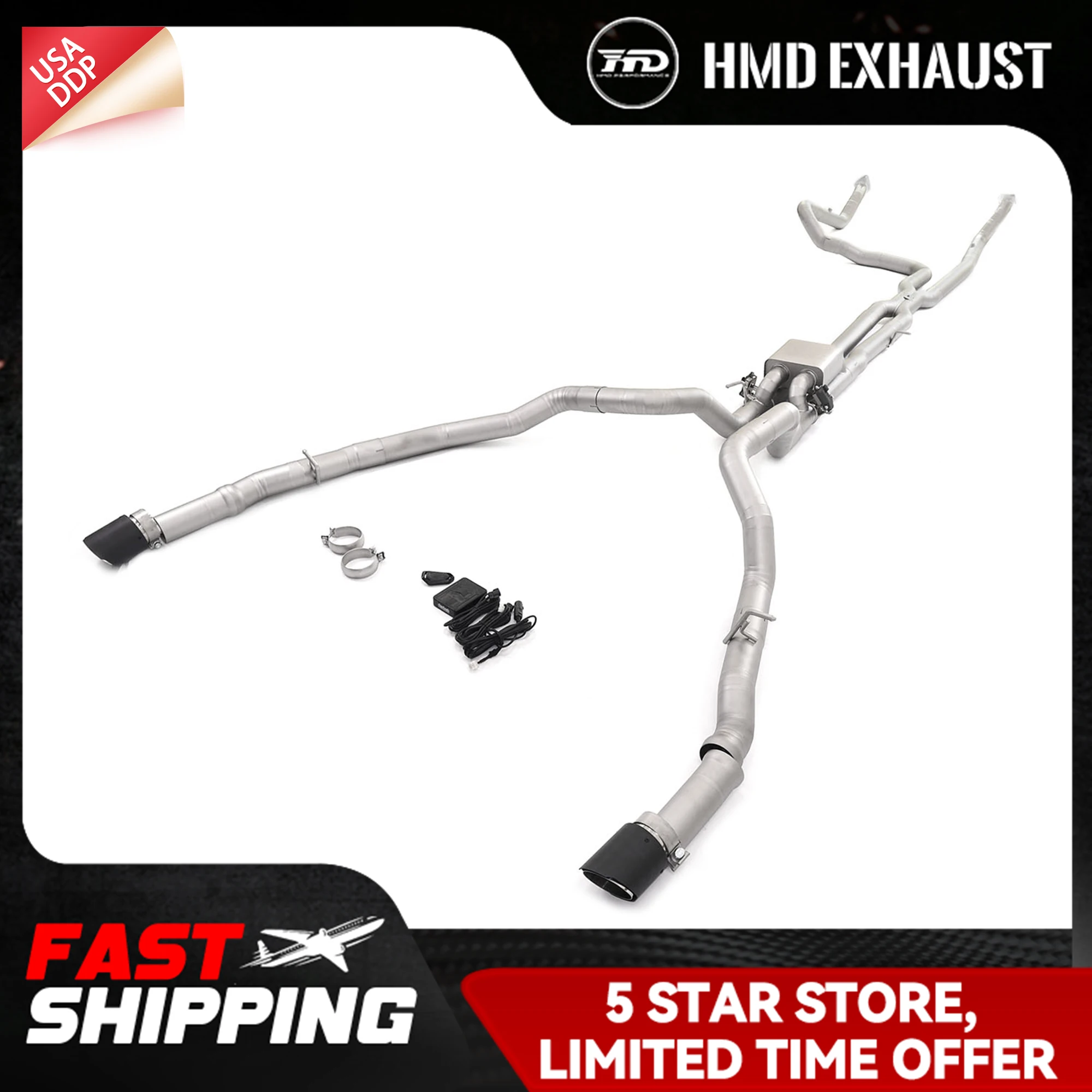 

HMD Exhaust Catback for Dodge TRX 6.2L Ti Increase pipe diameter Electronic valve TIG manual welding Downpipe ﻿