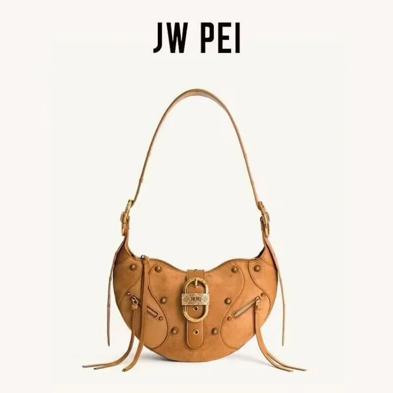 Jw pei chifre de vaca 2023 nova moda feminina motocicleta axilas saco avançado deslocamento ombro único crossbody saco marca moda