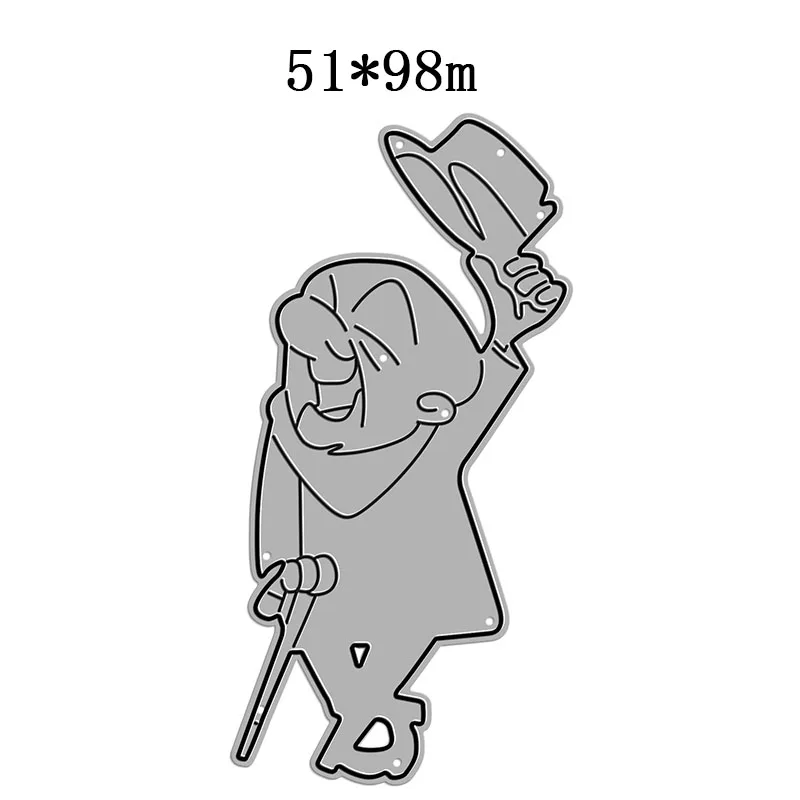 2022 New An Old Gentleman With A CaneCutting Dies For Scrapbooking Paper Craft Halloween Card Making Embossing Decor No Stamps