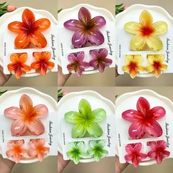 3Pcs Sweet Gradient Colorful Flower Acrylic Hair Claws Clip Women Girls Hairpin Barrette Summer Beach Headwear Hair Accessories