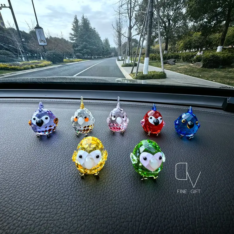 Austrian Crystal Cartoon bird Figurines Car Ornament love birds scarlet macaw craftGiftMulticolor colorful Home Table Decoration