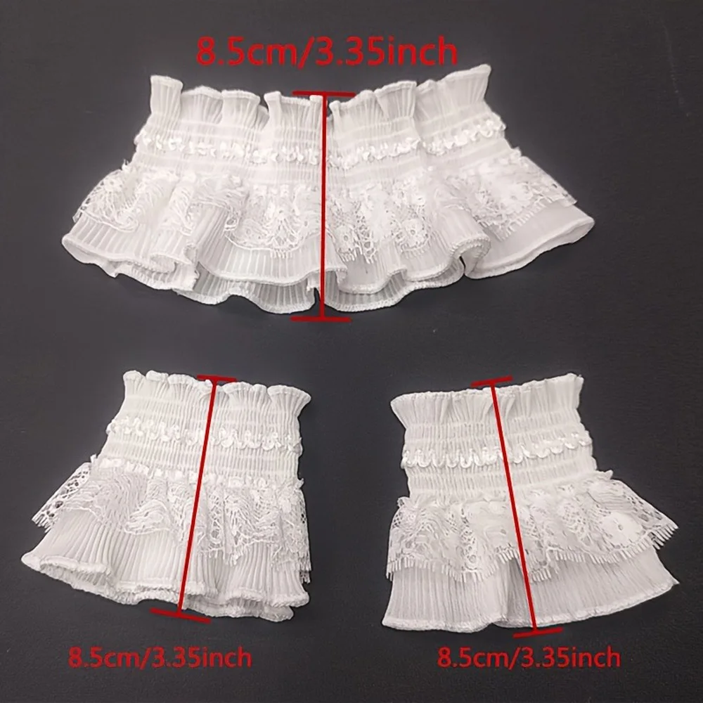 3-teiliges Set mit Spitzenkragen und Rüschen für Damen, vielseitiges Layering-Shirt-Zubehör für Frauen – Detail 2