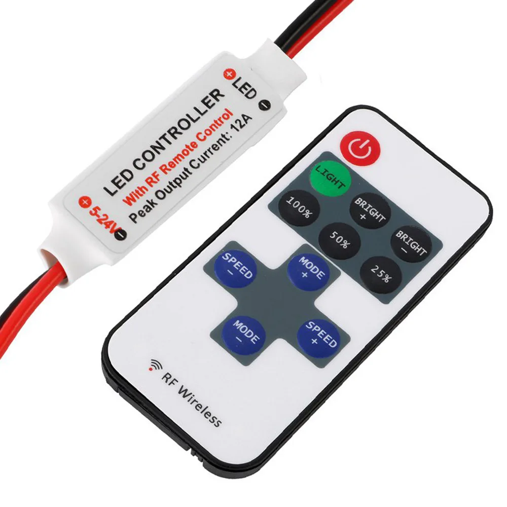 Mini DC 12V 24V Led Controller Dimmer 12 24 V Volt Light 6A Wireless RF Remote Dimer Speed Control Single Color To Led Strip