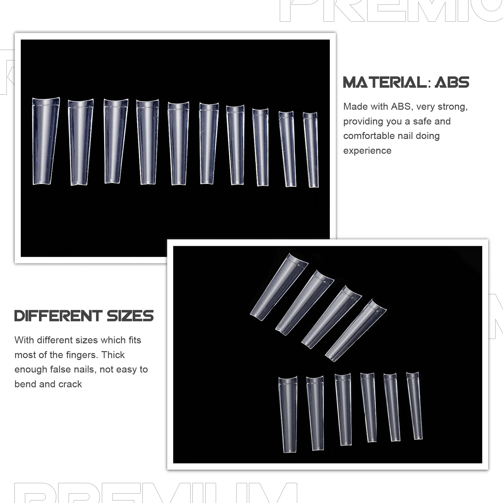 

504pcs French Style Fake Extra Long Curved Full Cover False Tips Thick Durable Artificial Fingernails Manicure Supplies For